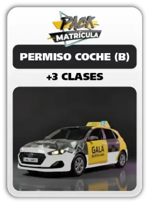 Pack Matrícula Carnet de Coche B + 3 Clases Prácticas