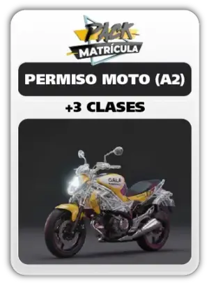 Pack Matrícula Carnet A2 + 3 Clases de Maniobras