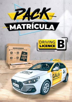 Image of a car from the Gala Driving School with text that says Driving license B