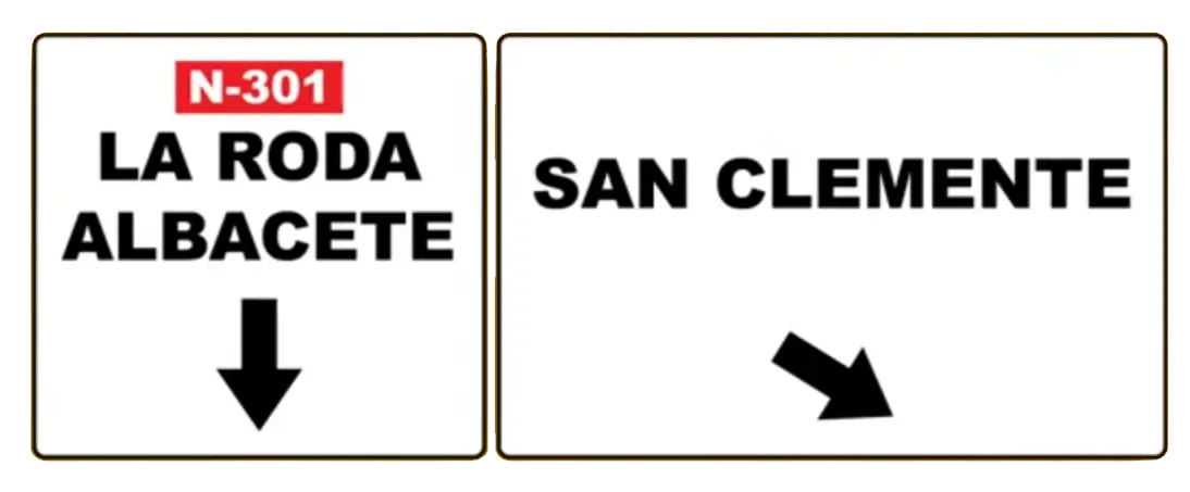 Estas señales ubicadas en una carretera convencional indica salida inmediata hacia-señal