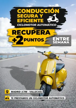 Recupera 2 Puntos en tu Carnet Ciclomotor entre semana en Madrid
