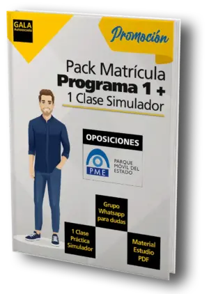 Pack Matrícula Programa 1 + 1 Clases de Simulador Coche Parque Móvil del Estado